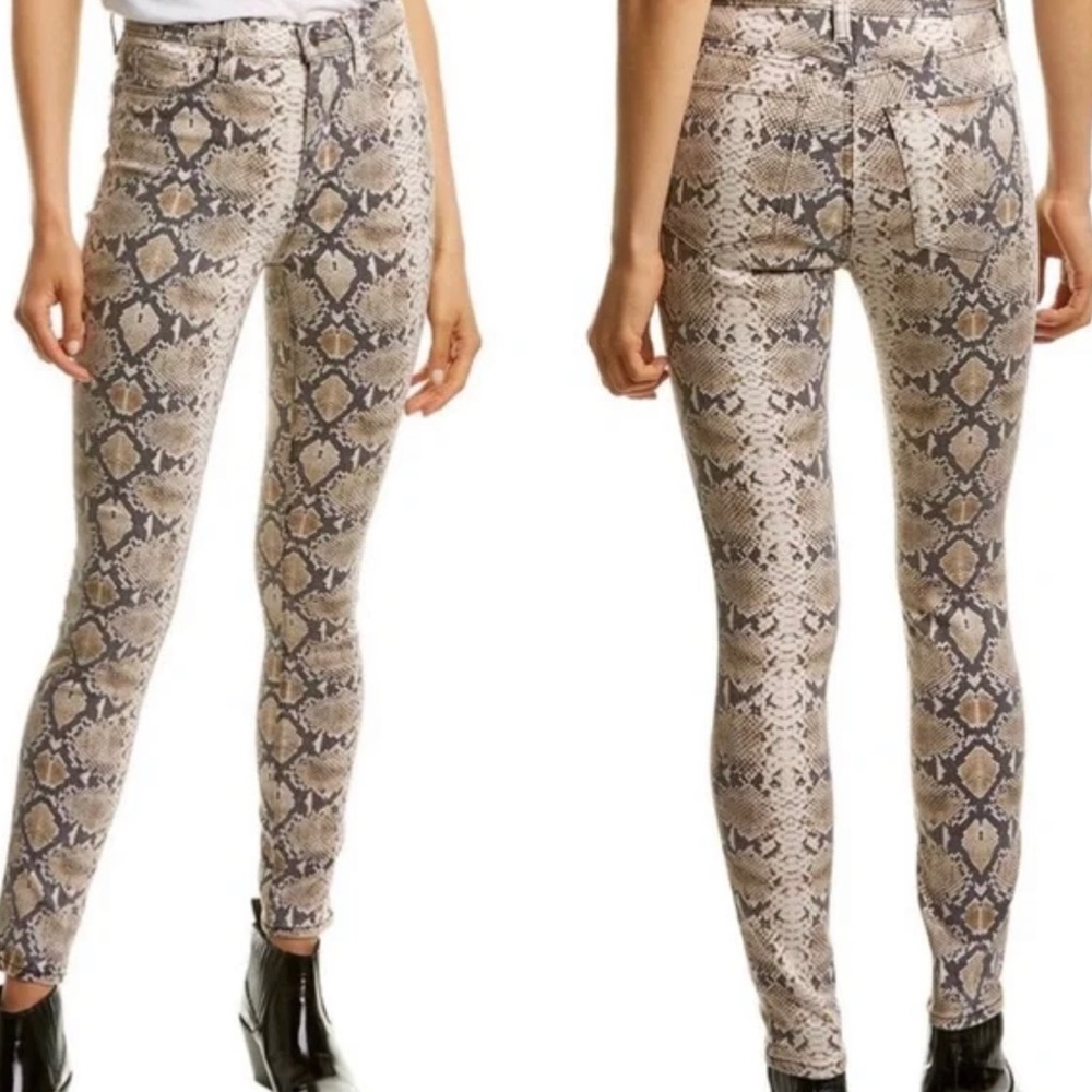 Women’s Hudson Barbara Super Skinny snakeskin print jeans Size 29 Dk Brown Cream - Picture 2 of 13